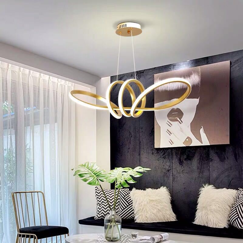Twisting Dining Room Hanging Light Aluminum Artistic LED Chandelier Pendant in Gold Clearhalo 'Ceiling Lights' 'Modern Pendants' 'Modern' 'Pendant Lights' 'Pendants' Lighting' 2461325