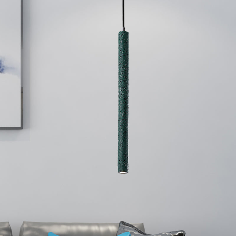 12"/21.5"H Tube Ceiling Pendant Light in Nordic Style Concrete1 Light Black/White/Yellow Hanging Ceiling Light Green 21.5" Clearhalo 'Ceiling Lights' 'Industrial Pendants' 'Industrial' 'Middle Century Pendants' 'Pendant Lights' 'Pendants' 'Tiffany' Lighting' 246133