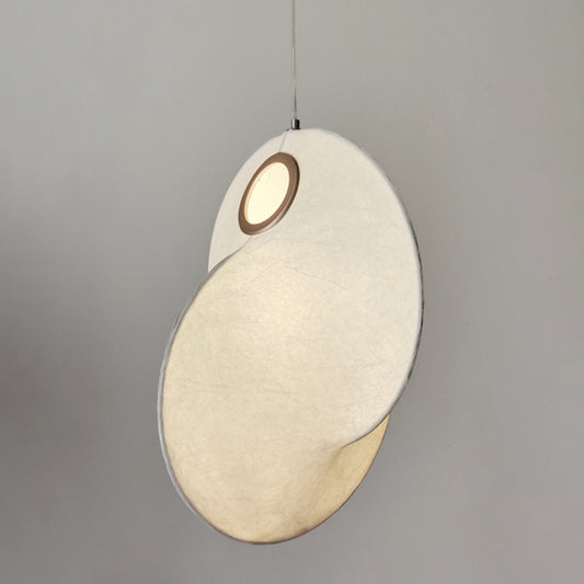 Faux Silk Irregular Shaped Ceiling Hang Light Designer 1-Light White Pendulum Light for Restaurant White Clearhalo 'Ceiling Lights' 'Modern Pendants' 'Modern' 'Pendant Lights' 'Pendants' Lighting' 2461350