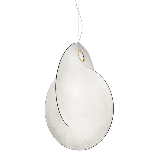 Faux Silk Irregular Shaped Ceiling Hang Light Designer 1-Light White Pendulum Light for Restaurant Clearhalo 'Ceiling Lights' 'Modern Pendants' 'Modern' 'Pendant Lights' 'Pendants' Lighting' 2461354