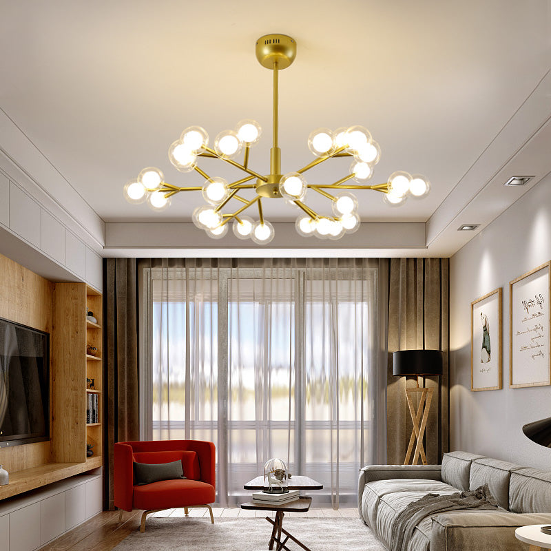 Dual Glass Glowworm Chandelier Light Nordic Style Suspension Pendant Light for Living Room Clearhalo 'Ceiling Lights' 'Chandeliers' 'Modern Chandeliers' 'Modern' Lighting' 2461363