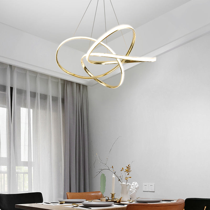 Gold Plated Circling Pendant Chandelier Minimalistic Metal LED Suspension Light for Restaurant Clearhalo 'Ceiling Lights' 'Chandeliers' 'Modern Chandeliers' 'Modern' Lighting' 2461369