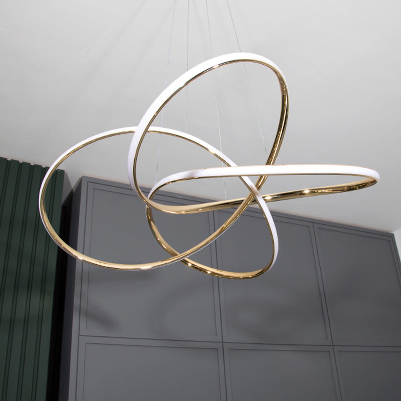 Gold Plated Circling Pendant Chandelier Minimalistic Metal LED Suspension Light for Restaurant Clearhalo 'Ceiling Lights' 'Chandeliers' 'Modern Chandeliers' 'Modern' Lighting' 2461370