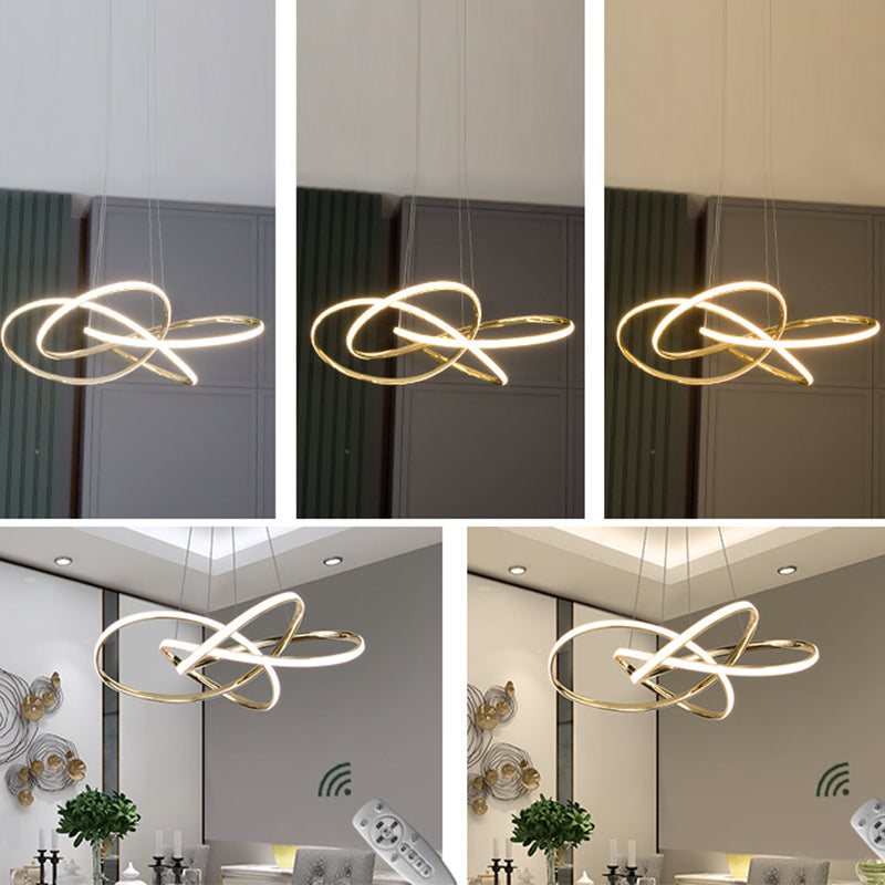 Gold Plated Circling Pendant Chandelier Minimalistic Metal LED Suspension Light for Restaurant Clearhalo 'Ceiling Lights' 'Chandeliers' 'Modern Chandeliers' 'Modern' Lighting' 2461371