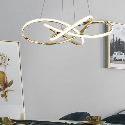 Gold Plated Circling Pendant Chandelier Minimalistic Metal LED Suspension Light for Restaurant Clearhalo 'Ceiling Lights' 'Chandeliers' 'Modern Chandeliers' 'Modern' Lighting' 2461372