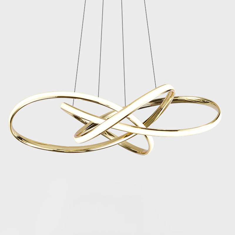 Gold Plated Circling Pendant Chandelier Minimalistic Metal LED Suspension Light for Restaurant Gold Clearhalo 'Ceiling Lights' 'Chandeliers' 'Modern Chandeliers' 'Modern' Lighting' 2461373
