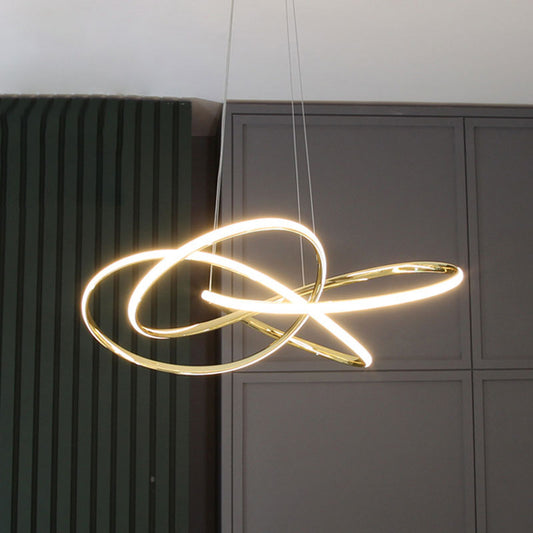 Gold Plated Circling Pendant Chandelier Minimalistic Metal LED Suspension Light for Restaurant Clearhalo 'Ceiling Lights' 'Chandeliers' 'Modern Chandeliers' 'Modern' Lighting' 2461374