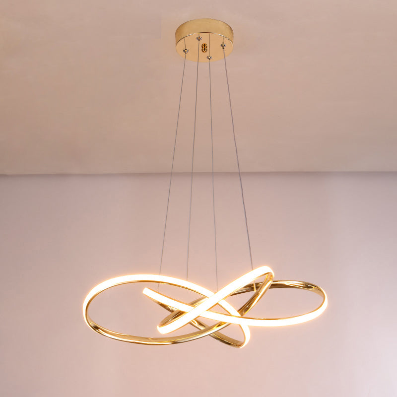 Gold Plated Circling Pendant Chandelier Minimalistic Metal LED Suspension Light for Restaurant Clearhalo 'Ceiling Lights' 'Chandeliers' 'Modern Chandeliers' 'Modern' Lighting' 2461376