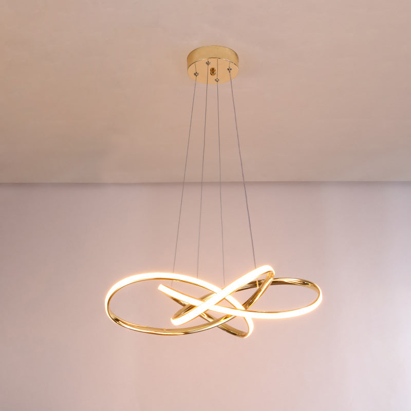 Gold Plated Circling Pendant Chandelier Minimalistic Metal LED Suspension Light for Restaurant Clearhalo 'Ceiling Lights' 'Chandeliers' 'Modern Chandeliers' 'Modern' Lighting' 2461377