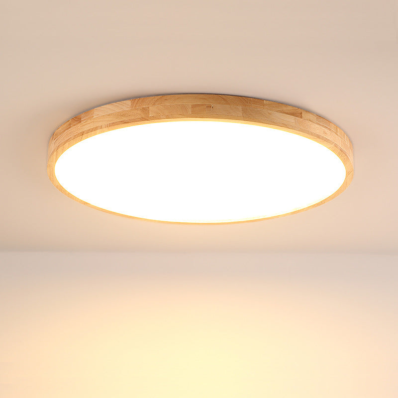 Wood Disc Shaped Flush Light Nordic LED Flush Mount Ceiling Lighting Fixture for Foyer Clearhalo 'Ceiling Lights' 'Close To Ceiling Lights' 'Close to ceiling' 'Flush mount' Lighting' 2461403