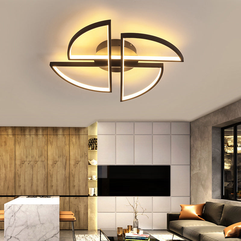 Black Pinwheel Shaped Flush Mount Ceiling Fixture Minimalist LED Acrylic Flush Light for Living Room Clearhalo 'Ceiling Lights' 'Close To Ceiling Lights' 'Close to ceiling' 'Flush mount' Lighting' 2461405