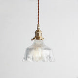 Pleated Clear Glass Pendant Lamp Nautical 1-Light Restaurant Ceiling Light in Brass Brass Clearhalo 'Ceiling Lights' 'Close To Ceiling Lights' 'Glass shade' 'Glass' 'Industrial Pendants' 'Industrial' 'Middle Century Pendants' 'Pendant Lights' 'Pendants' 'Tiffany' Lighting' 2461479