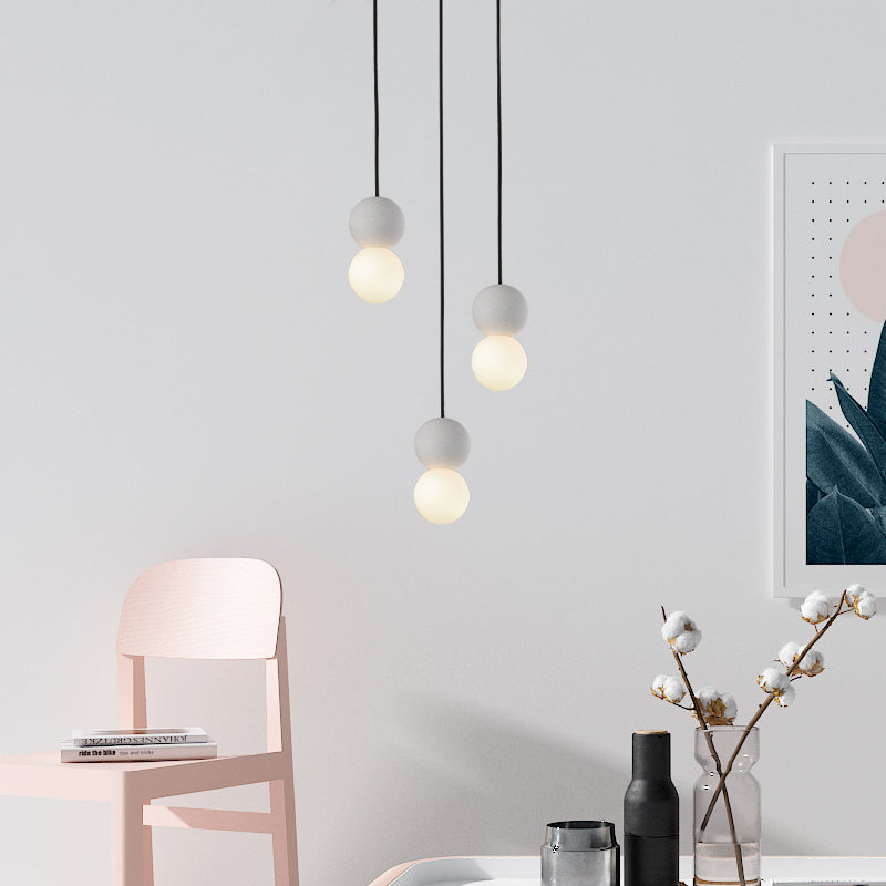 Simple Gourd Shaped Hanging Lamp Terrazzo 1-Light Bar Pendant Lighting with Opal Glass Shade White Clearhalo 'Ceiling Lights' 'Modern Pendants' 'Modern' 'Pendant Lights' 'Pendants' Lighting' 2461487