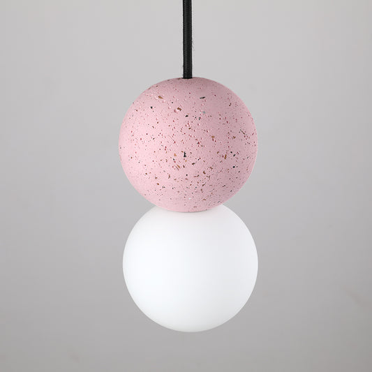 Simple Gourd Shaped Hanging Lamp Terrazzo 1-Light Bar Pendant Lighting with Opal Glass Shade Pink Clearhalo 'Ceiling Lights' 'Modern Pendants' 'Modern' 'Pendant Lights' 'Pendants' Lighting' 2461488