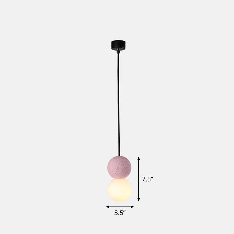 Simple Gourd Shaped Hanging Lamp Terrazzo 1-Light Bar Pendant Lighting with Opal Glass Shade Clearhalo 'Ceiling Lights' 'Modern Pendants' 'Modern' 'Pendant Lights' 'Pendants' Lighting' 2461491