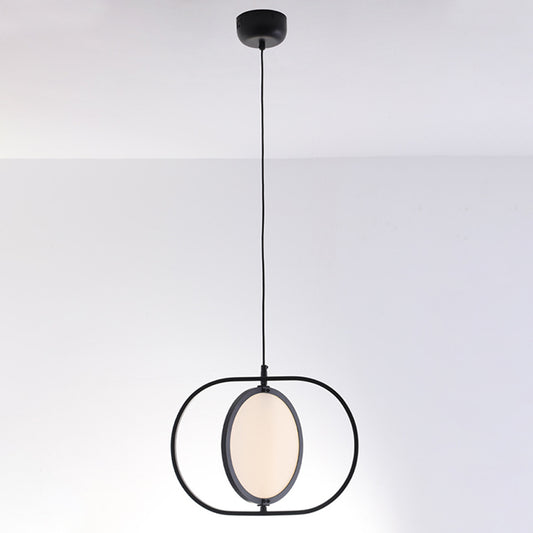Oblong Bedside LED Pendant Lamp Acrylic Minimalistic Hanging Light Fixture in Black Black Horizontal Clearhalo 'Ceiling Lights' 'Modern Pendants' 'Modern' 'Pendant Lights' 'Pendants' Lighting' 2461503