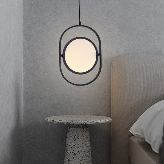 Oblong Bedside LED Pendant Lamp Acrylic Minimalistic Hanging Light Fixture in Black Clearhalo 'Ceiling Lights' 'Modern Pendants' 'Modern' 'Pendant Lights' 'Pendants' Lighting' 2461505