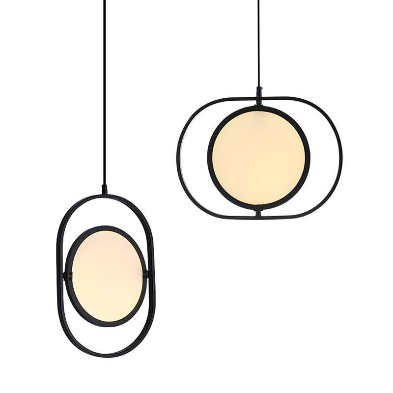 Oblong Bedside LED Pendant Lamp Acrylic Minimalistic Hanging Light Fixture in Black Clearhalo 'Ceiling Lights' 'Modern Pendants' 'Modern' 'Pendant Lights' 'Pendants' Lighting' 2461506