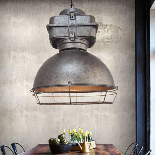 Industrial Style Dome Pendant Lighting 1 Head Metal Mine Light with Round Wire Cage Clearhalo 'Art Deco Pendants' 'Cast Iron' 'Ceiling Lights' 'Ceramic' 'Crystal' 'Industrial Pendants' 'Industrial' 'Metal' 'Middle Century Pendants' 'Pendant Lights' 'Pendants' 'Tiffany' Lighting' 2461516