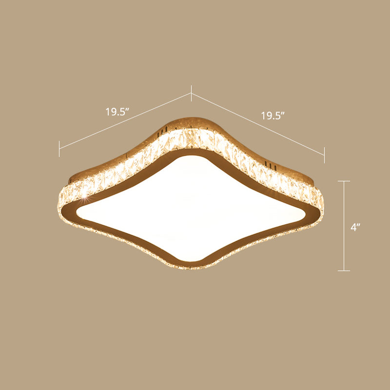 Prismatic K9 Crystal Geometric Ceiling Fixture Simple White LED Flush Mount Lighting for Bedroom Clearhalo 'Ceiling Lights' 'Close To Ceiling Lights' 'Close to ceiling' 'Flush mount' Lighting' 2461592