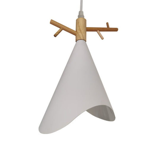 Nordic Conical Drop Pendant Metallic 1-Bulb Dining Room Ceiling Hang Light with Antler Deco Grey Clearhalo 'Ceiling Lights' 'Modern Pendants' 'Modern' 'Pendant Lights' 'Pendants' Lighting' 2461626