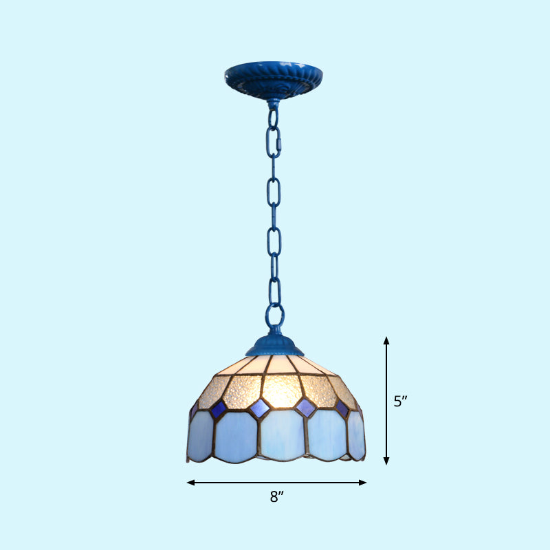 Mediterranean Dome Pendant Lighting Fixture Single Hand-Crafted Glass Hanging Light for Restaurant Clearhalo 'Art Deco Pendants' 'Cast Iron' 'Ceiling Lights' 'Ceramic' 'Close To Ceiling Lights' 'Crystal' 'Industrial' 'Metal' 'Middle Century Pendants' 'Pendant Lights' 'Pendants' 'Tiffany close to ceiling' 'Tiffany Pendants' 'Tiffany' Lighting' 2461652