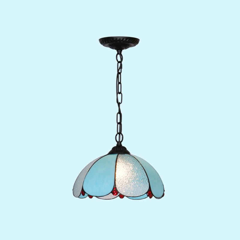 Mediterranean Dome Pendant Lighting Fixture Single Hand-Crafted Glass Hanging Light for Restaurant Black Light Blue Clearhalo 'Art Deco Pendants' 'Cast Iron' 'Ceiling Lights' 'Ceramic' 'Close To Ceiling Lights' 'Crystal' 'Industrial' 'Metal' 'Middle Century Pendants' 'Pendant Lights' 'Pendants' 'Tiffany close to ceiling' 'Tiffany Pendants' 'Tiffany' Lighting' 2461660