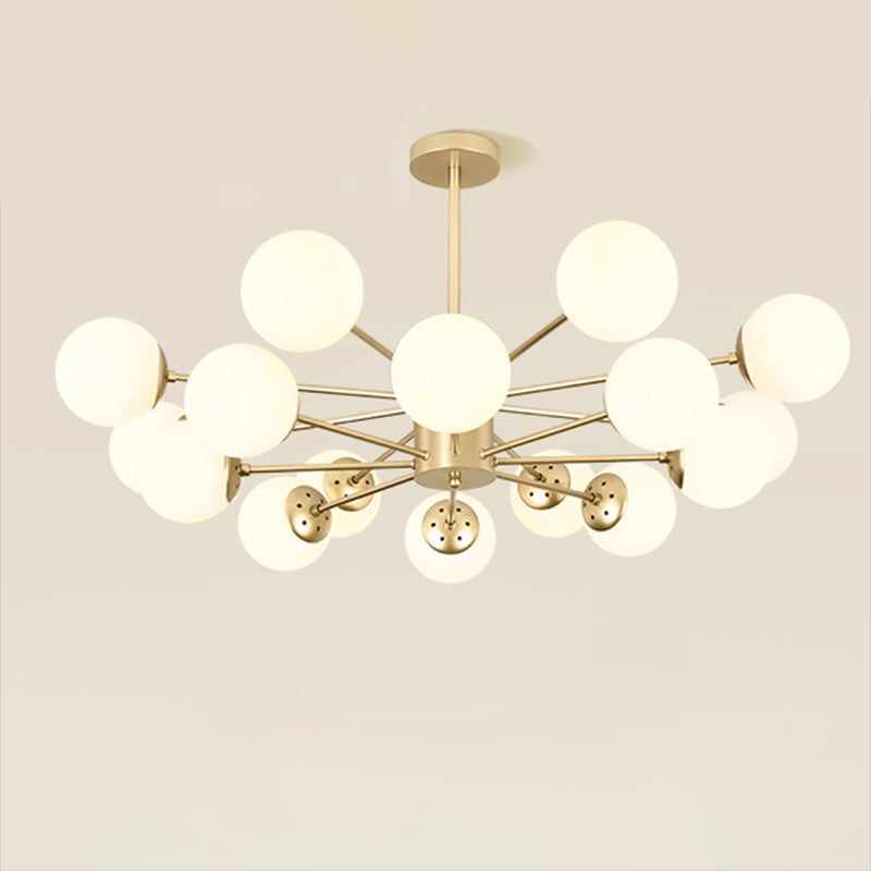 Opal Glass Radial Chandelier Postmodern Style Pendant Light Fixture for Living Room Clearhalo 'Ceiling Lights' 'Chandeliers' 'Close To Ceiling Lights' 'Glass shade' 'Glass' 'Modern Chandeliers' 'Modern' Lighting' 2461667