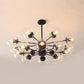 Amber/Blue/Clear Glass Spherical Chandelier Light Post Modern 6/8/10 Lights Black Pendant Lamp for Bedroom Clearhalo 'Ceiling Lights' 'Chandeliers' 'Clear' 'Glass shade' 'Glass' 'Industrial' 'Modern Chandeliers' 'Modern' 'Tiffany' 'Traditional Chandeliers' Lighting' 246167