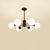 Opal Glass Radial Chandelier Postmodern Style Pendant Light Fixture for Living Room 6 Black Clearhalo 'Ceiling Lights' 'Chandeliers' 'Close To Ceiling Lights' 'Glass shade' 'Glass' 'Modern Chandeliers' 'Modern' Lighting' 2461670