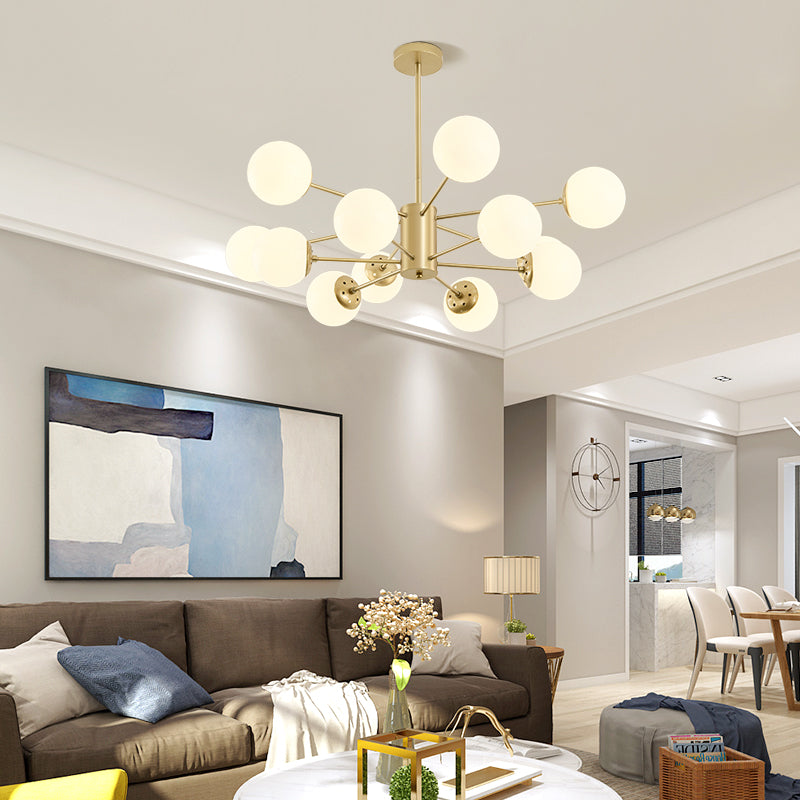 Opal Glass Radial Chandelier Postmodern Style Pendant Light Fixture for Living Room Clearhalo 'Ceiling Lights' 'Chandeliers' 'Close To Ceiling Lights' 'Glass shade' 'Glass' 'Modern Chandeliers' 'Modern' Lighting' 2461674