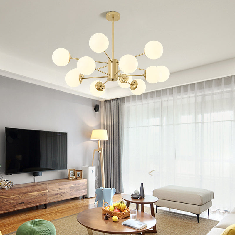 Opal Glass Radial Chandelier Postmodern Style Pendant Light Fixture for Living Room Clearhalo 'Ceiling Lights' 'Chandeliers' 'Close To Ceiling Lights' 'Glass shade' 'Glass' 'Modern Chandeliers' 'Modern' Lighting' 2461676