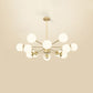 Opal Glass Radial Chandelier Postmodern Style Pendant Light Fixture for Living Room 12 Gold Clearhalo 'Ceiling Lights' 'Chandeliers' 'Close To Ceiling Lights' 'Glass shade' 'Glass' 'Modern Chandeliers' 'Modern' Lighting' 2461677