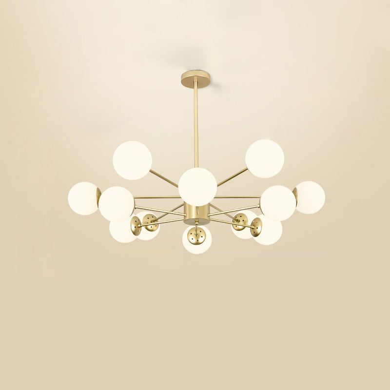 Opal Glass Radial Chandelier Postmodern Style Pendant Light Fixture for Living Room 12 Gold Clearhalo 'Ceiling Lights' 'Chandeliers' 'Close To Ceiling Lights' 'Glass shade' 'Glass' 'Modern Chandeliers' 'Modern' Lighting' 2461677