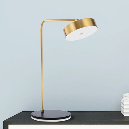 Metallic Round Shade Desk Lamp Contemporary Style 1 Light Black/Gold Desk Lighting for Bedroom Gold B Clearhalo 'Lamps' 'Table Lamps' Lighting' 246168