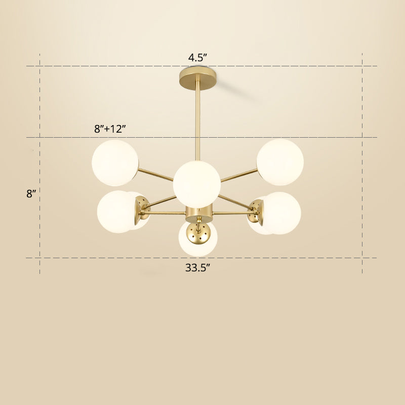 Opal Glass Radial Chandelier Postmodern Style Pendant Light Fixture for Living Room Clearhalo 'Ceiling Lights' 'Chandeliers' 'Close To Ceiling Lights' 'Glass shade' 'Glass' 'Modern Chandeliers' 'Modern' Lighting' 2461680