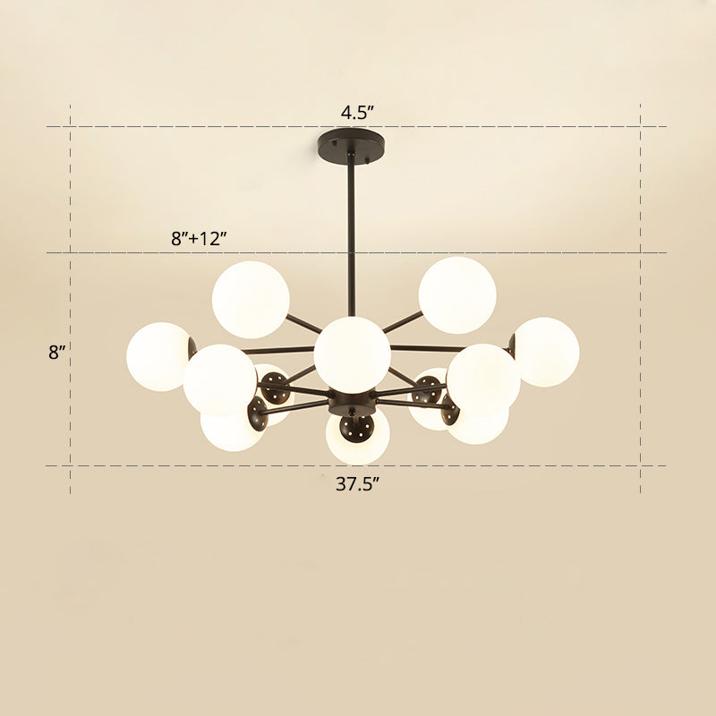 Opal Glass Radial Chandelier Postmodern Style Pendant Light Fixture for Living Room Clearhalo 'Ceiling Lights' 'Chandeliers' 'Close To Ceiling Lights' 'Glass shade' 'Glass' 'Modern Chandeliers' 'Modern' Lighting' 2461681
