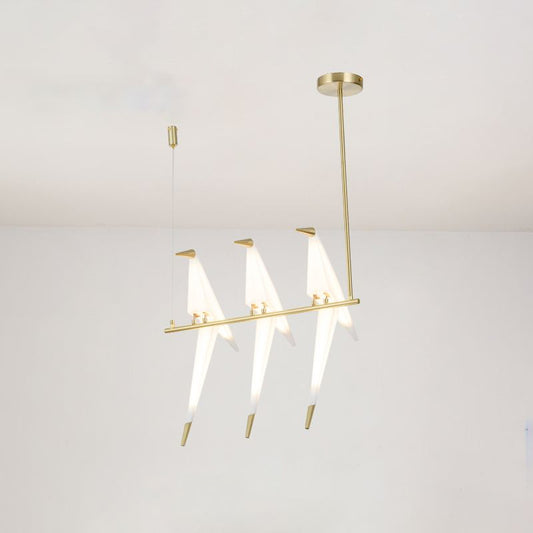 Origami Bird Shaped Island Lighting Decorative Acrylic Dining Room Pendant Lamp in Gold 3 Gold Clearhalo 'Ceiling Lights' 'Island Lights' Lighting' 2461710