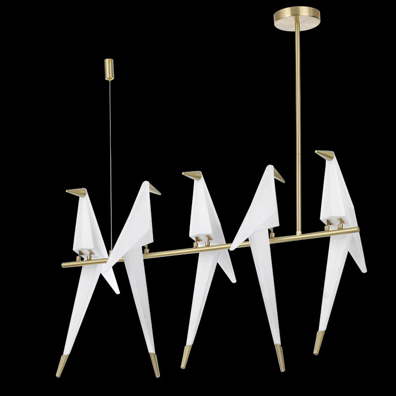Origami Bird Shaped Island Lighting Decorative Acrylic Dining Room Pendant Lamp in Gold Clearhalo 'Ceiling Lights' 'Island Lights' Lighting' 2461713