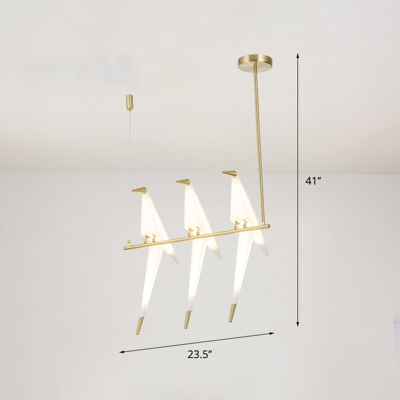 Origami Bird Shaped Island Lighting Decorative Acrylic Dining Room Pendant Lamp in Gold Clearhalo 'Ceiling Lights' 'Island Lights' Lighting' 2461717