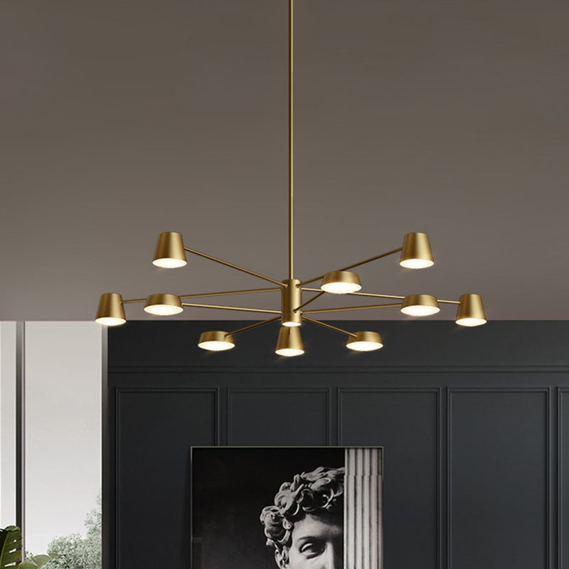 Conical Living Room Chandelier Metal Postmodern LED Suspension Pendant Light in Brass Clearhalo 'Ceiling Lights' 'Chandeliers' 'Modern Chandeliers' 'Modern' Lighting' 2461763