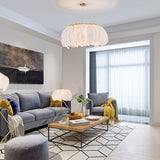 Round Chandelier Nordic Feather Bedroom Ceiling Pendant Light with Firefly LED String Clearhalo 'Ceiling Lights' 'Chandeliers' 'Modern Chandeliers' 'Modern' Lighting' 2461774