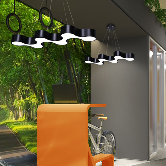 Modern Irregular Shape Pendant Ceiling Light Acrylic Office LED Suspended Lighting Fixture Black Clearhalo 'Ceiling Lights' 'Modern Pendants' 'Modern' 'Pendant Lights' 'Pendants' Lighting' 2461817