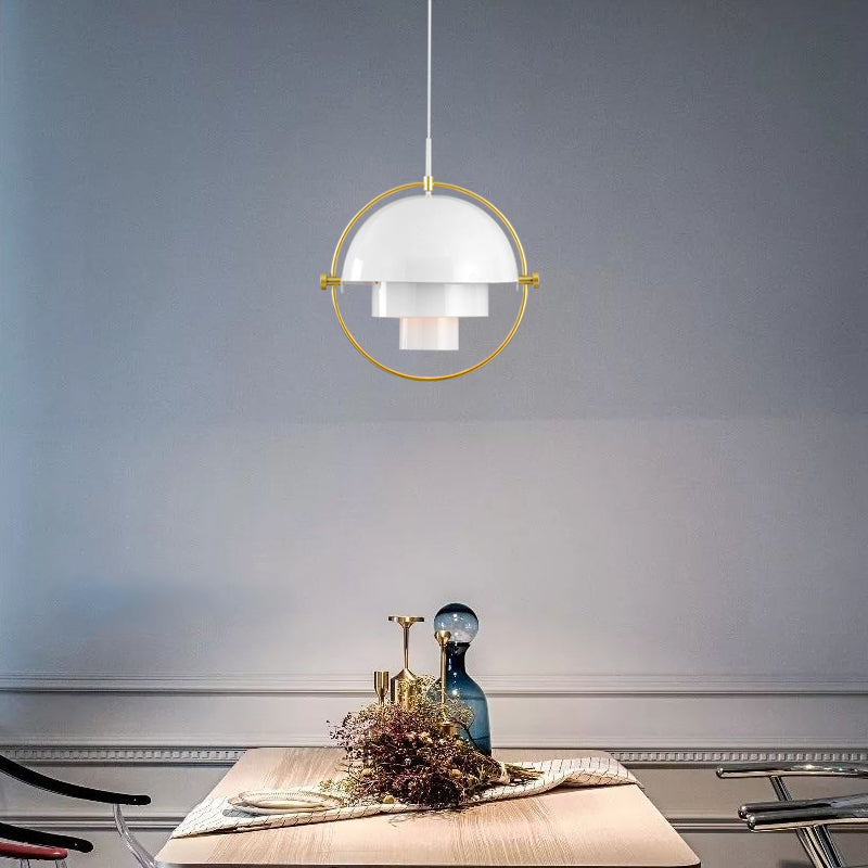 Rollover Quart-Sphere Pendant Lighting Postmodern Metal Single Restaurant Hanging Light White Clearhalo 'Ceiling Lights' 'Modern Pendants' 'Modern' 'Pendant Lights' 'Pendants' Lighting' 2461822