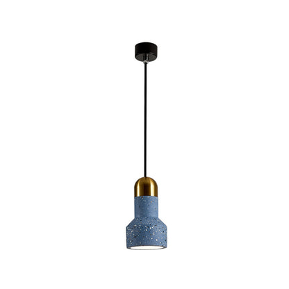 Flashlight Shaped Living Room Down Lighting Terrazzo 1 Bulb Nordic Ceiling Pendant Lamp Blue Clearhalo 'Ceiling Lights' 'Modern Pendants' 'Modern' 'Pendant Lights' 'Pendants' Lighting' 2461826