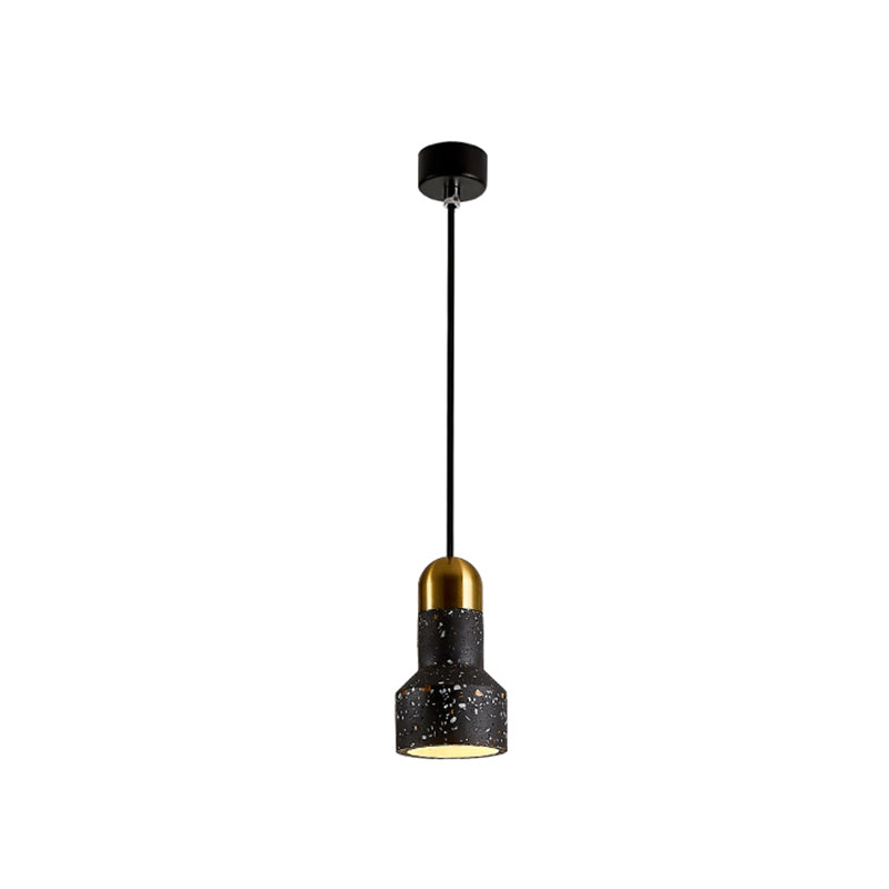 Flashlight Shaped Living Room Down Lighting Terrazzo 1 Bulb Nordic Ceiling Pendant Lamp Black Clearhalo 'Ceiling Lights' 'Modern Pendants' 'Modern' 'Pendant Lights' 'Pendants' Lighting' 2461830