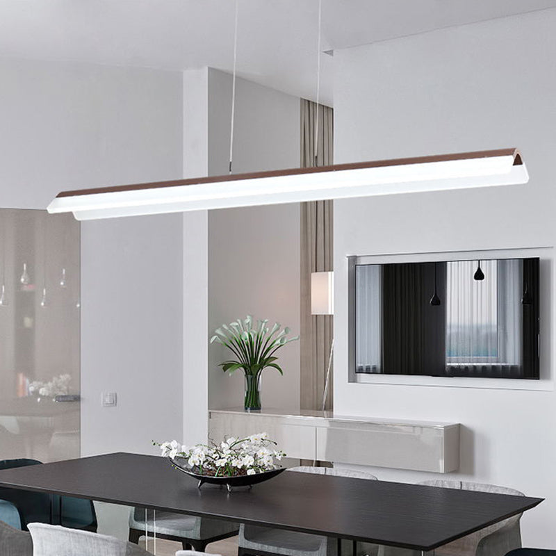 Coffee Linear Pendant Light Fixture Modern LED Acrylic Island Lighting for Dining Room Clearhalo 'Ceiling Lights' 'Modern Pendants' 'Modern' 'Pendant Lights' 'Pendants' Lighting' 2461835