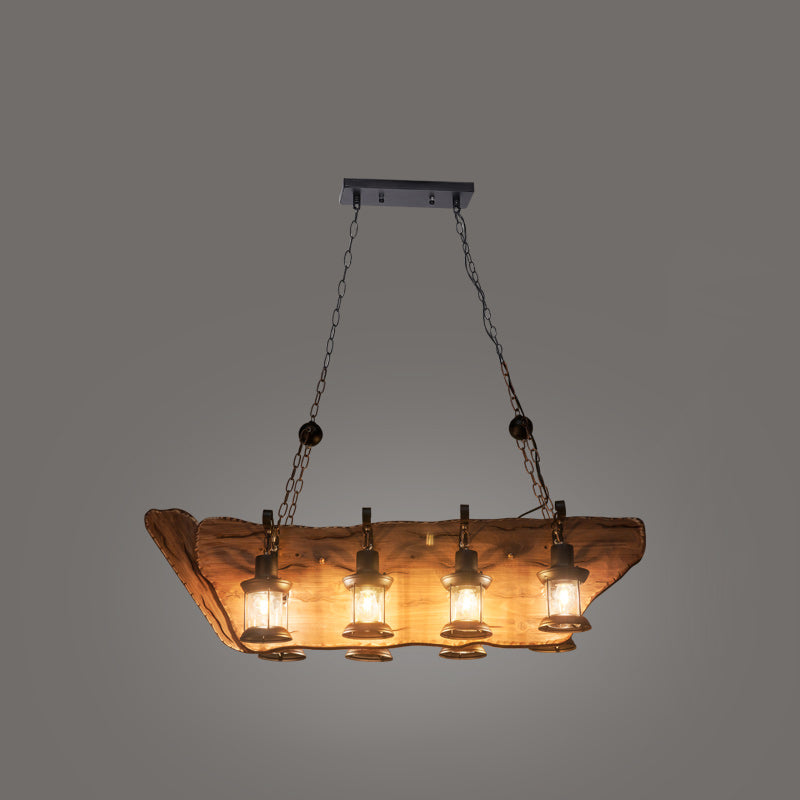Nautical Style Lantern Chandelier Lamp Wooden Ceiling Pendant Light for Restaurant Wood Pirate Ship Clearhalo 'Carpenter Chandeliers' 'Ceiling Lights' 'Chandeliers' 'Industrial Chandeliers' 'Industrial' 'Middle Century Chandeliers' 'Modern' 'Tiffany' Lighting' 2461852