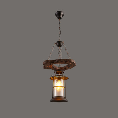 Nautical Style Lantern Chandelier Lamp Wooden Ceiling Pendant Light for Restaurant Wood Circle Clearhalo 'Carpenter Chandeliers' 'Ceiling Lights' 'Chandeliers' 'Industrial Chandeliers' 'Industrial' 'Middle Century Chandeliers' 'Modern' 'Tiffany' Lighting' 2461854