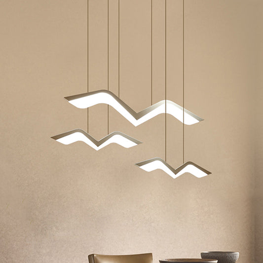 2/3/4/5 Seagull Multi Light Pendant Simple Acrylic Shade LED Hanging Lamp in White